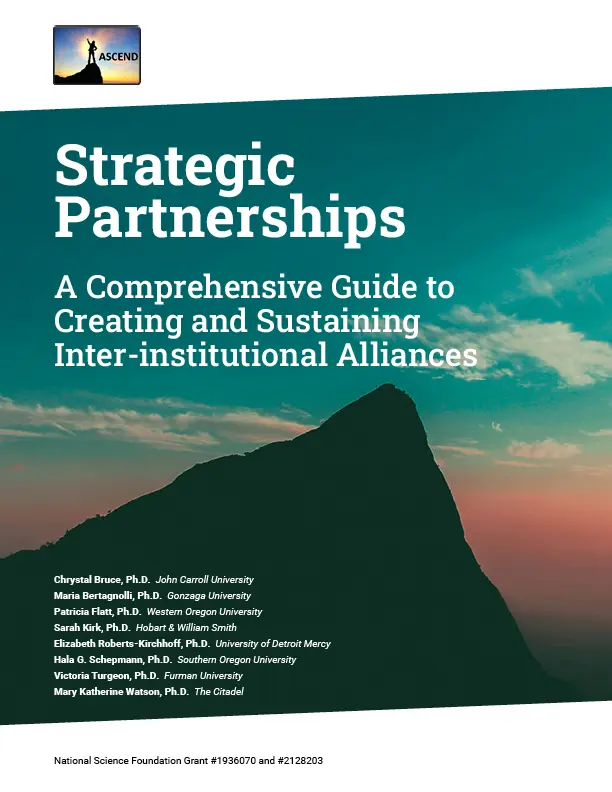 The cover of the guidebook with the title 'Strategic Partnerships: A Comprehensive Guide to Creating and Sustaining Inter-institutional Alliances'